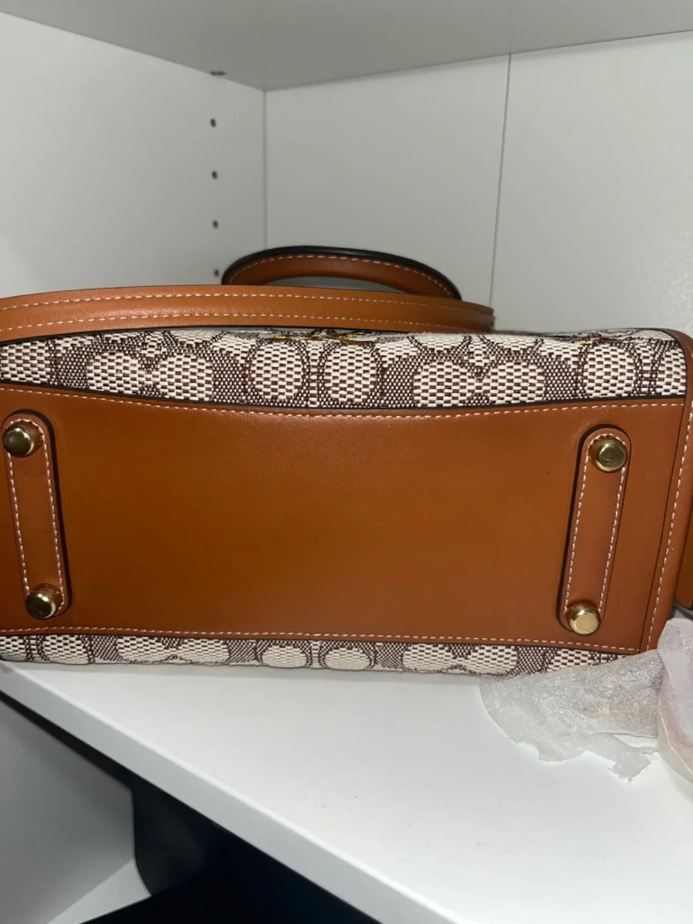 Disney Tan & Brown Canvas Satchel with Embroidered Classic Characters